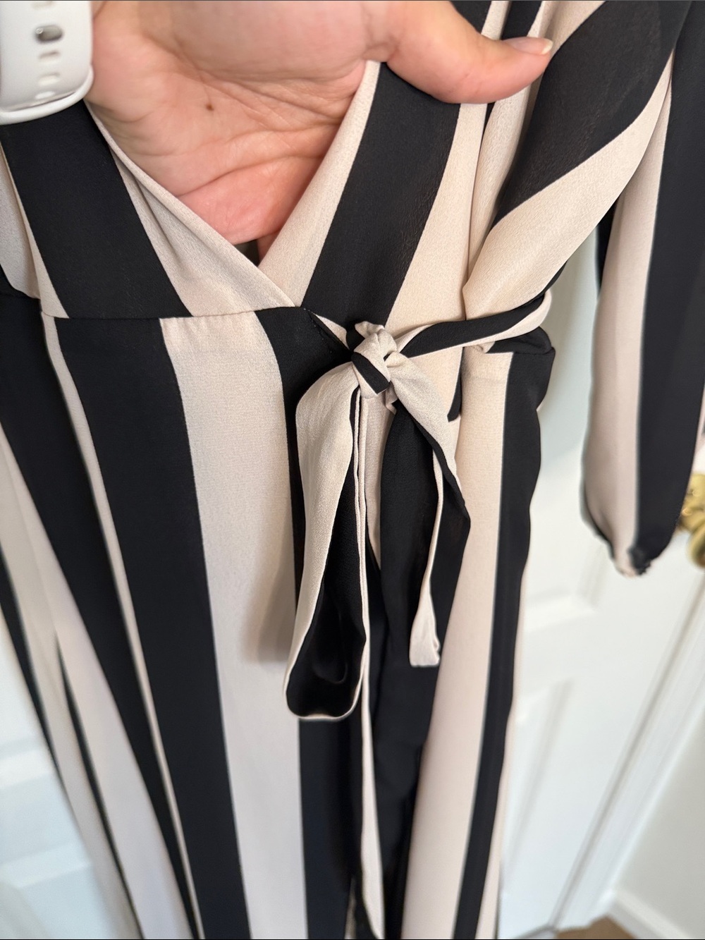 Eva Mendes Striped Midi Length Wrap Dress - Picture 3 of 6